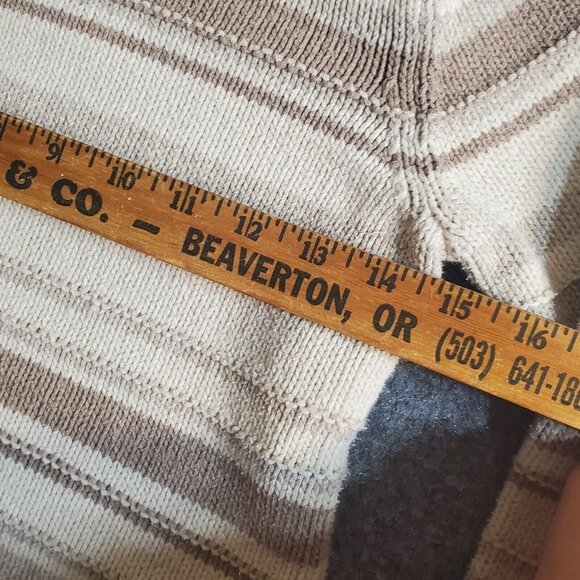 Women’s Small (6-8) Covington Knit Sweater Ivory Brown Stripe Turtle Neck Cotton - Picture 10 of 12